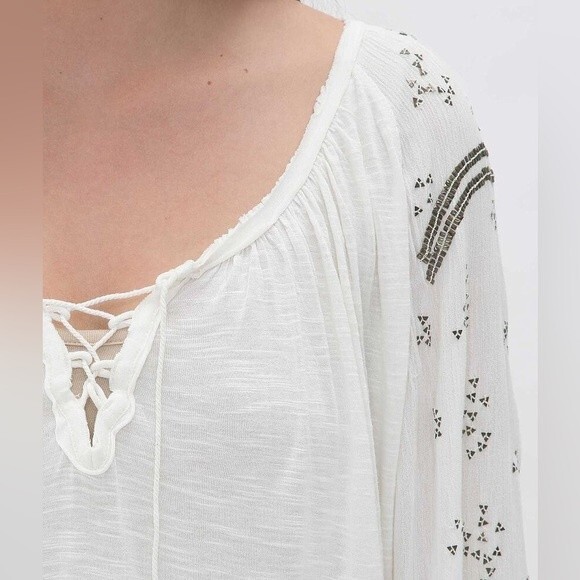 FREE PEOPLE Boho Embellished Flowy Top. Size Small - Picture 4 of 11
